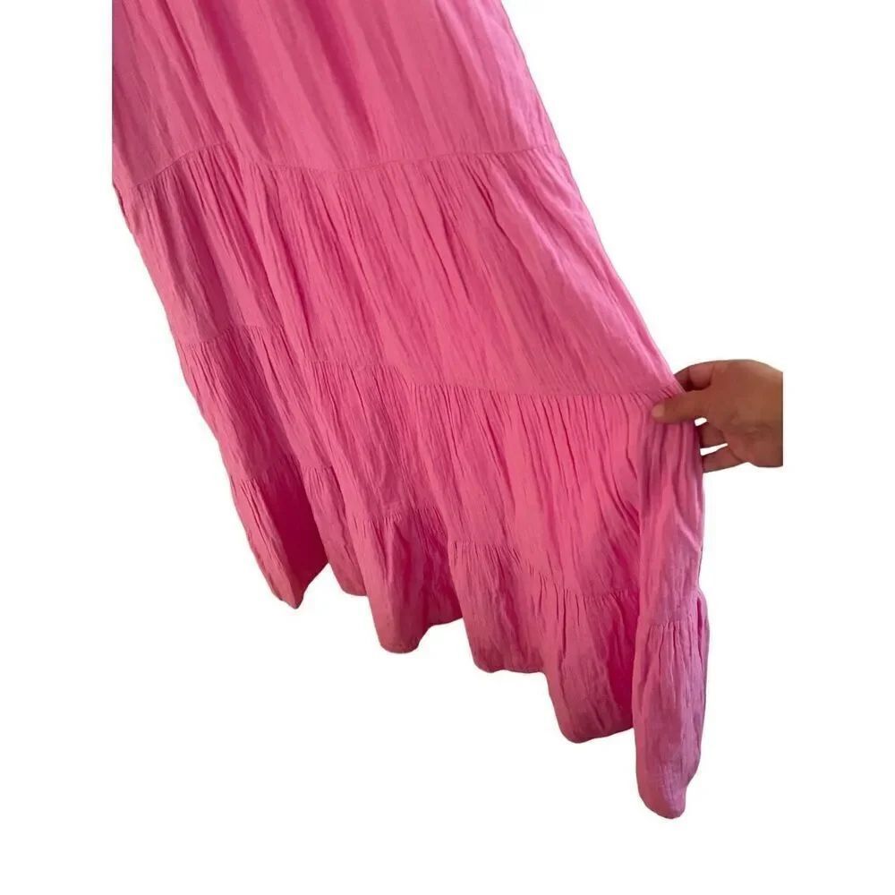 NWT Caslon Womens Pink Crayon Ruffle Tiered Cotton Maxi Dress Size Large - Picture 5 of 12